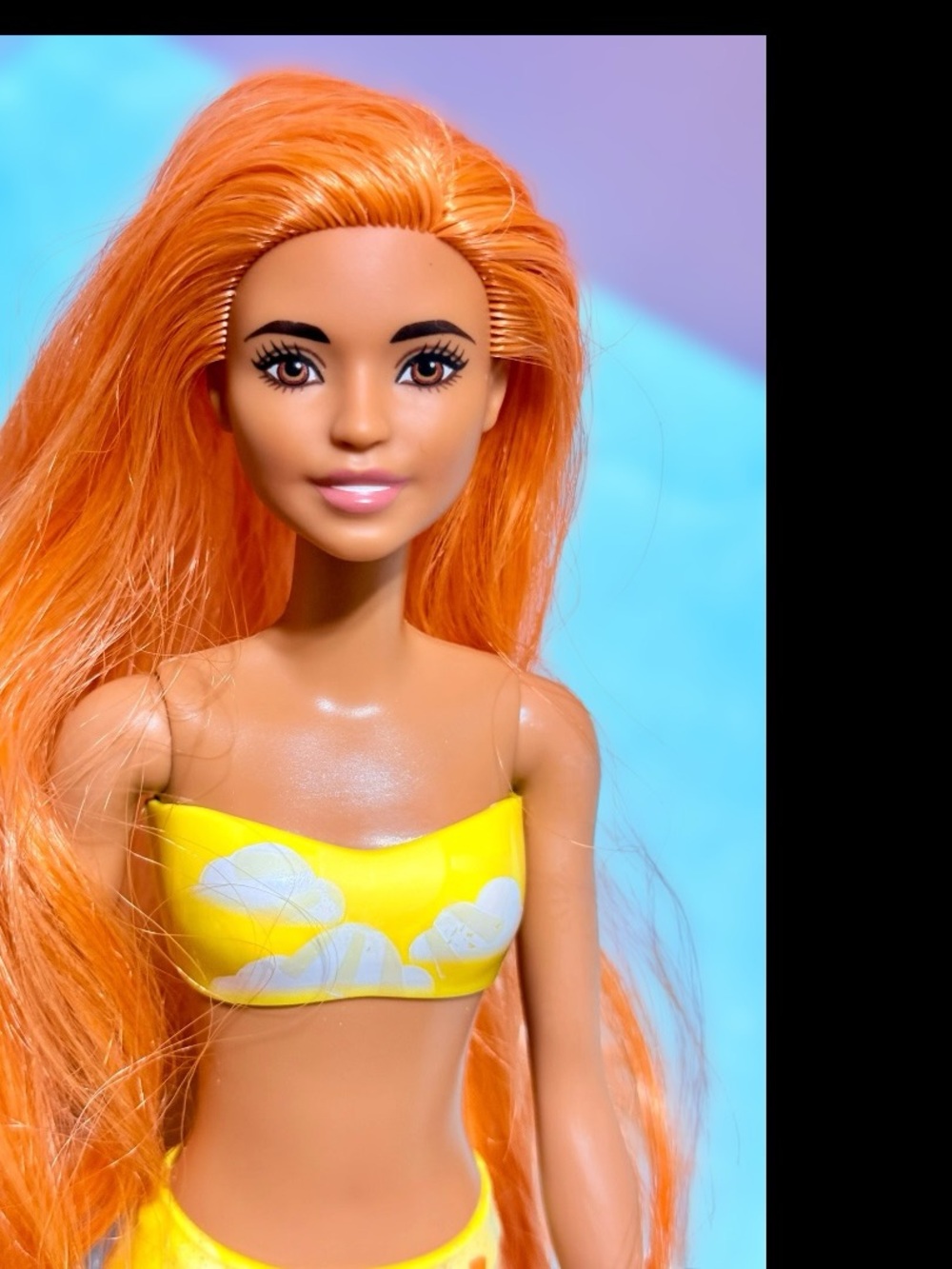 Barbie Mermaid Doll HCC49 Orange Hair Yellow Tail Sun Print 2021 Mattel